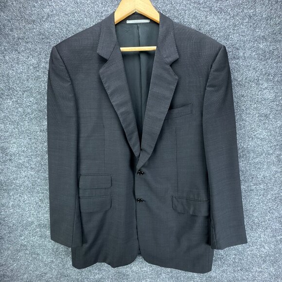 Hickey Freeman Suit Jacket Mens 42R Black Worsted Wool‎ 130s Silk Loro Piana USA - Picture 1 of 16